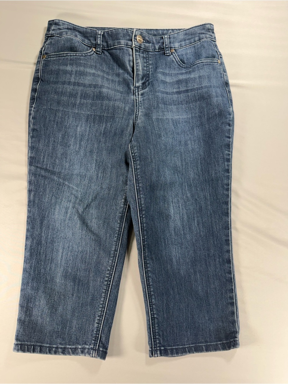 Christopher & Banks Size 2P Women's Blue Denim Capri Stretch Cropped # 1013